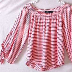 Ralph Lauren, Candy-Striped Blouse, Off-Shoulder, Sz 8, NWOT